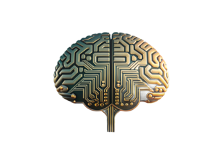 Artificial intelligence brain circuit isolated on white isolated on transparent background