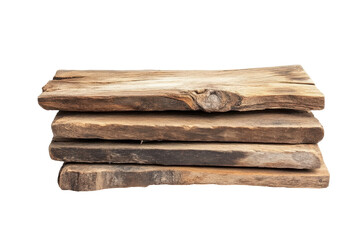 Fototapeta premium Stack of rough wooden planks isolated on transparent background. Rustic wooden planks isolated on white background.