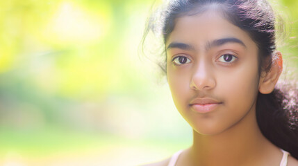 Young Female Half-Body Portrait with Natural Daylight, Soft Pastel Background, DSLR 70mm Lens, f/4.5 Aperture, ISO 100, Photorealistic Clean Portrait