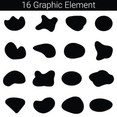  Collection of 16 organic abstract shapes silhouette