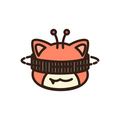 a cat-like alien radiating a vibrant coral complexion! Its form is undeniably feline,