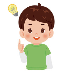 閃く男の子の上半身イラスト／An illustration of a boy's upper body with a lightbuld moment