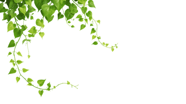 Lush green vine with heart shaped leaves gracefully twisting and twining