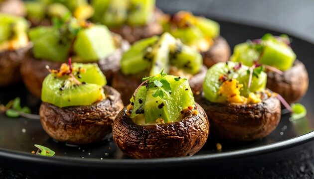 Stuffed mushrooms with kiwi and herbs