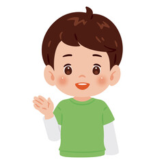 案内する男の子の上半身イラスト／An illustration of a boy's upper body giving directions