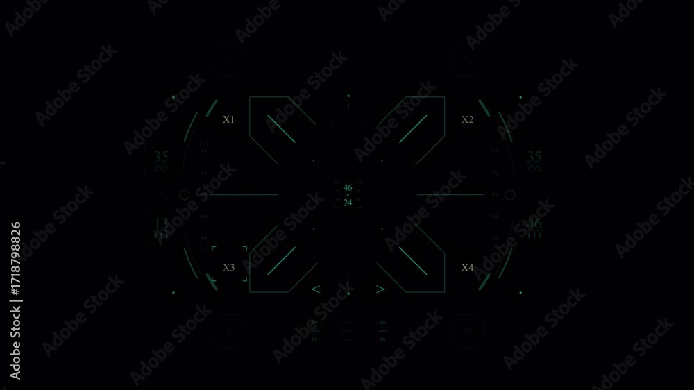Poster abstract geometric pattern with rotating arrows and lines.