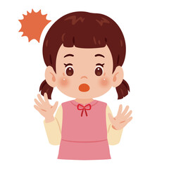 驚く女の子の上半身イラスト／An illustration of a surprised girl's upper body