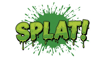 'Splat!' Dripping Green Slime Text Illustration