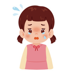 泣く女の子の上半身イラスト／An illustration of a crying girl's upper body