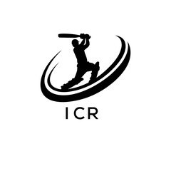 ICR Cricket Company logo. ICR Silhouette Logo design for entrepreneur and business. ICR Athletic Branding best icon.
