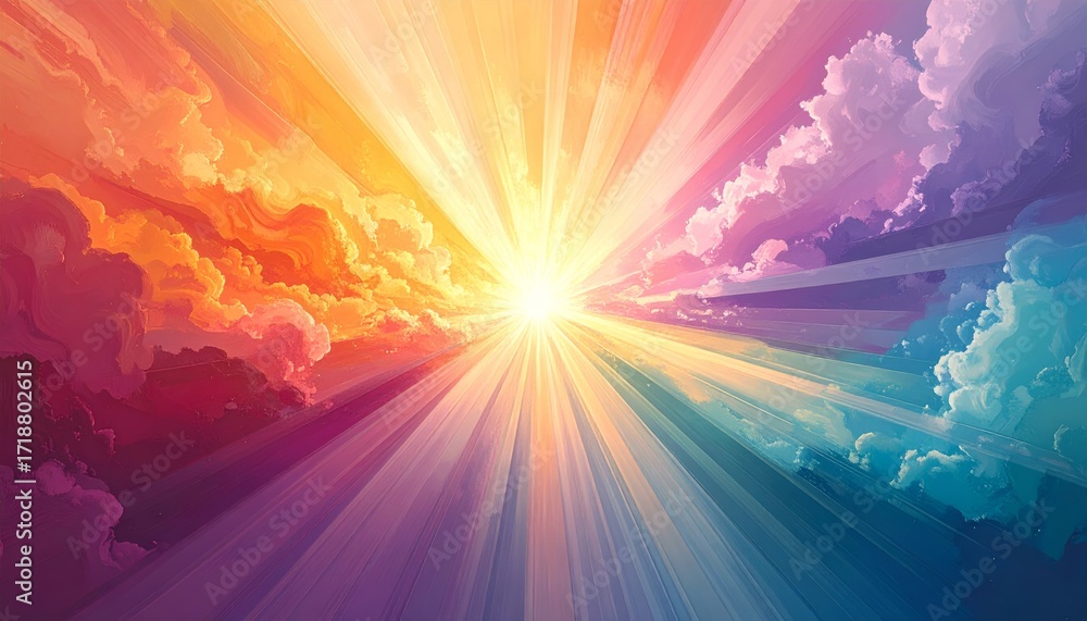Canvas Prints abstract background with colorful glowing fractal lights and sunlight