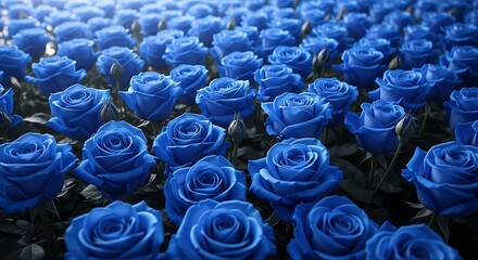 A Beautiful Field of Vibrant Blue Roses.