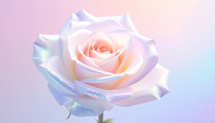 Close-up of beautiful pink rose with water drops on romantic abstract background