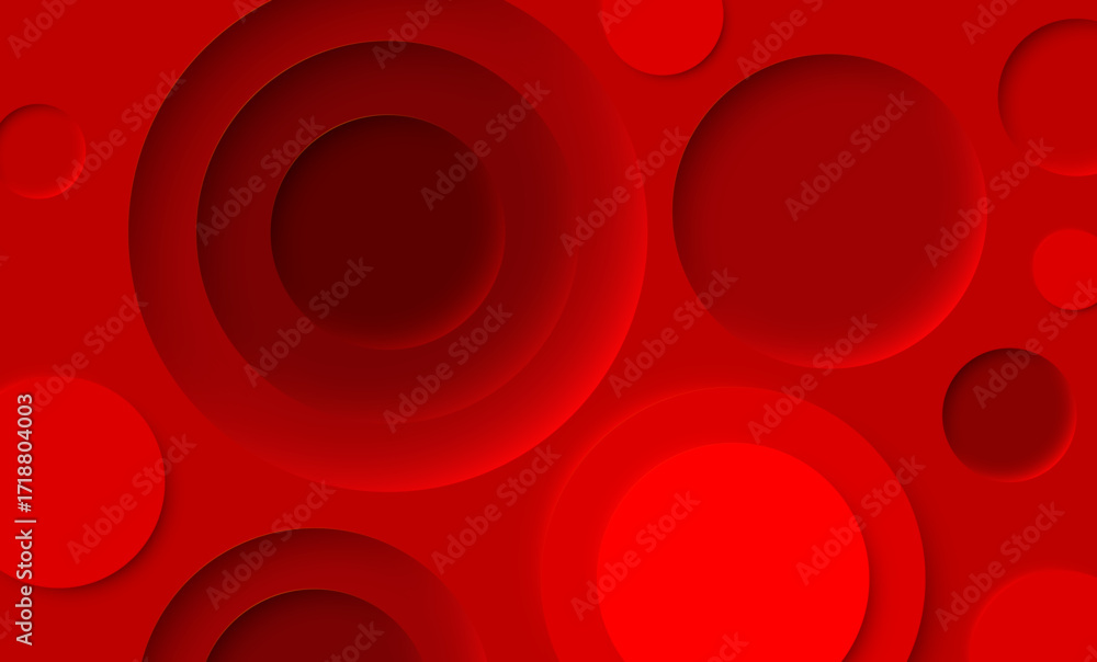 Poster red abstract background with circles and geometric pattern design