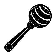 Cute Rattle Toy Vector Icon | Baby Toy Outline AI Graphics Design File