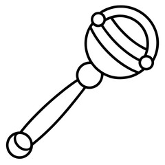 Cute Rattle Toy Vector Icon | Baby Toy Outline AI Graphics Design File