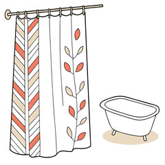 Modern Shower Curtain Vector | AI Graphic Design File for Home Decor & Interior