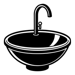 Modern Sink with Faucet Vector Icon | Clean AI Graphics Design File for Microstock
