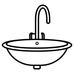 Modern Sink with Faucet Vector Icon | Clean AI Graphics Design File for Microstock