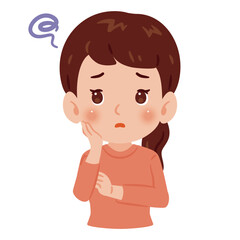 困る女性の上半身イラスト／An illustration of a troubled woman's upper body