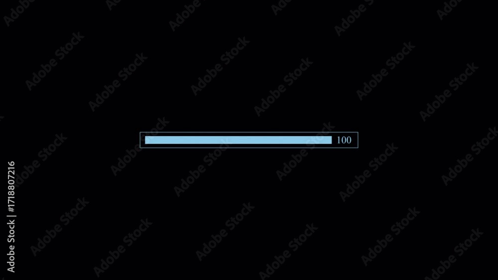 Poster blue loading bar progress animation on black background.