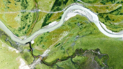 water flowing in the wetland