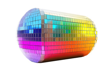 Colorful disco ball reflecting light isolated on transparent background. Shiny disco mirror ball reflecting rainbow colors isolated on white background.