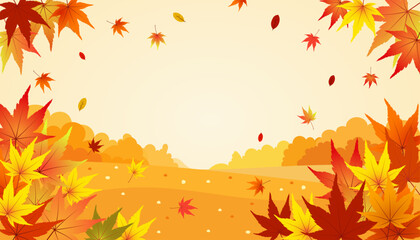 Autumn Foliage and Gentle Light Vector Illustration Frame