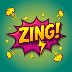 'Zing!' Cartoon Explosion with Stars and Puffs