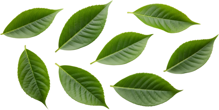 Eight Green Leaves With Serrated Edges Arranged On A Transparent Background Isolate Green Leaf Nature Plant