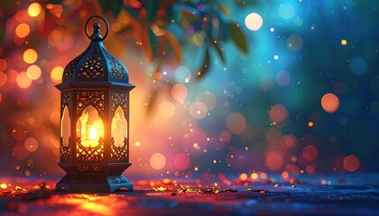 Ornate lantern in a bokeh background