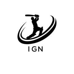 IGN Cricket Company logo. IGN Silhouette Logo design for entrepreneur and business. IGN Athletic Branding best icon.
