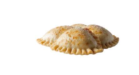 Three Golden Brown Baked Pastries Sprinkled with Powdered Sugar