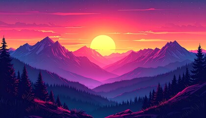 Colorful mountain sunrise