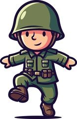a little soldiers playful march cartoon illustration of childlike joy, isolated on transparent background