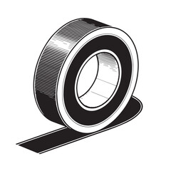 Black thread seal tape teflon tape Silhouette Vector, High Quality Illustration on White Background