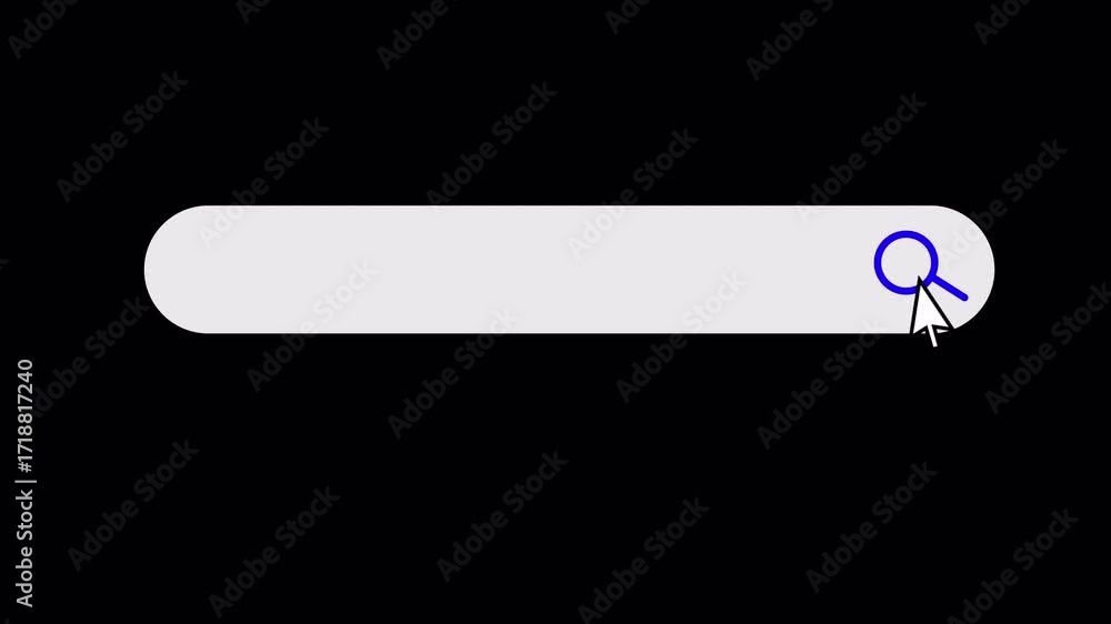 Poster browser search bar animation on transparent background, web internet search engine bar animated.