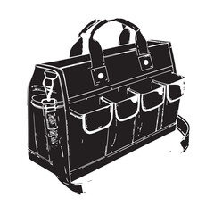 Black tool organizerbag Silhouette Vector, High Quality Illustration on White Background