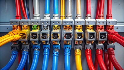 Colorful electrical wiring in a panel