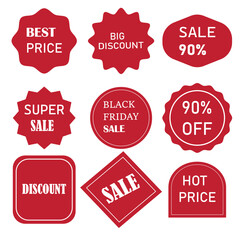  Discount price tags for retail marketing. Special and best offer vector graphic elements collection isolated. Eps10
