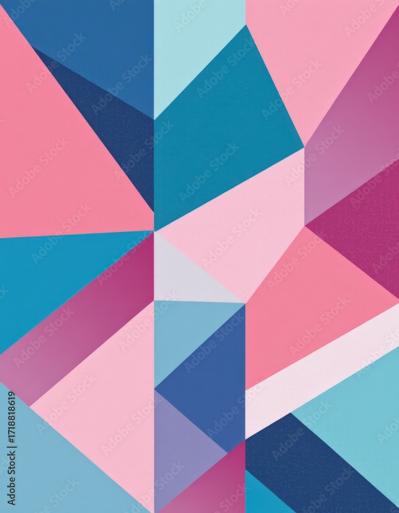 Poster abstract geometric pattern with colorful triangles and polygons in shades of pink blue and purple cr