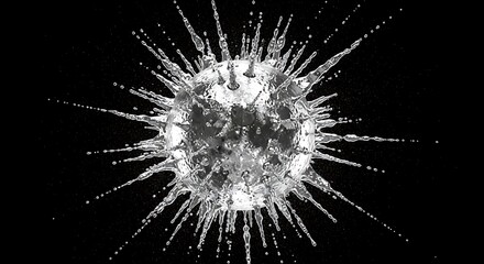 Fototapeta premium Dynamic abstract water sphere exploding with liquid droplets and splashes against a dark starry background, perfect for science and health concepts