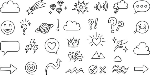Fototapeta premium Collection of simple outline icons representing emotions, ideas, and concepts