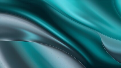 Teal Abstract Swirl Background with Smooth Fabric or Liquid Texture