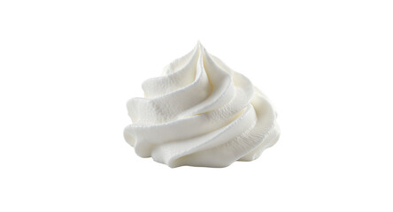 Whipped Cream Swirl, Dessert Topping, Food Photography, Creamy Texture, White Background, Culinary Image, Sweet Treat, Bakery Ingredient, Close-up Studio Shot, Delicious, Smooth, Airy, Light, Flu