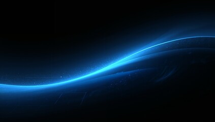 Fototapeta premium Blue Wave on Black Background Glowing Light Abstract Minimal Art