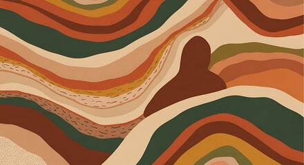Abstract Earth Tones Wavy Pattern Background.