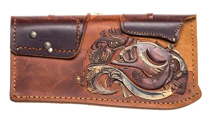 Ornate leather knife sheath