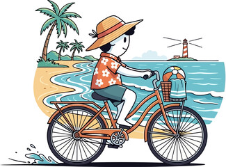 Fototapeta premium coastal cruiser a summer bicycle adventure by the sea, isolated on transparent background