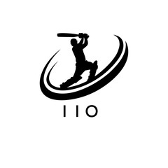 IIO Cricket Company logo. IIO Silhouette Logo design for entrepreneur and business. IIO Athletic Branding best icon.
